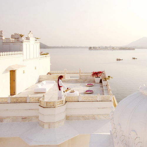 Rooftop view over a lake