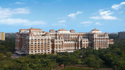 Outside view of the ITC Grand Chola and gardens