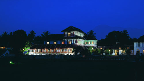 Kalari Kovilakom hotel lit up at night