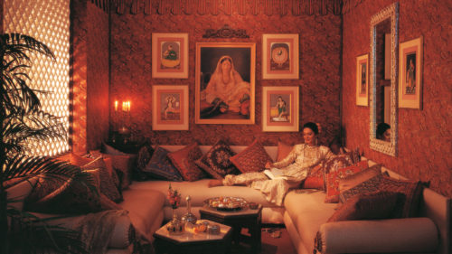 Indian woman relaxing in a traditional hotel