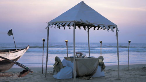 Private dinner on the beach at Taj Exotica Resort and Spa, Goa