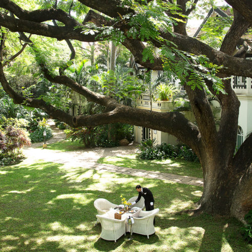 Outdoor table at the Taj West End