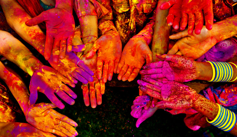 India with Children | painted hands www