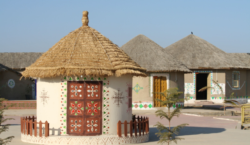 Rann of Kutch - huts at Rann Utsav festival