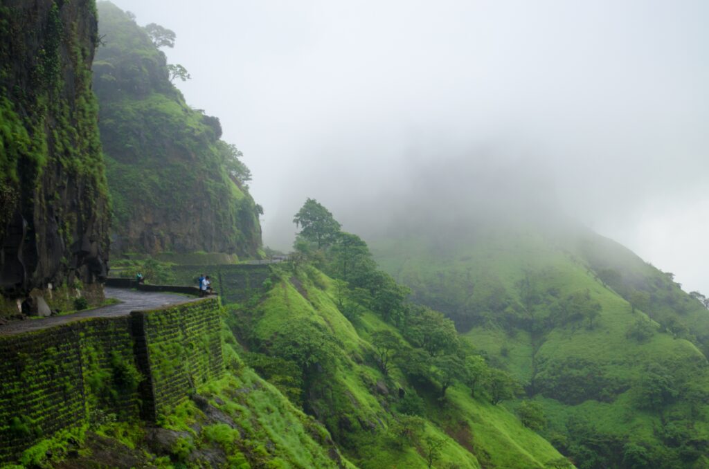 Misty mountains during monsoon season in India