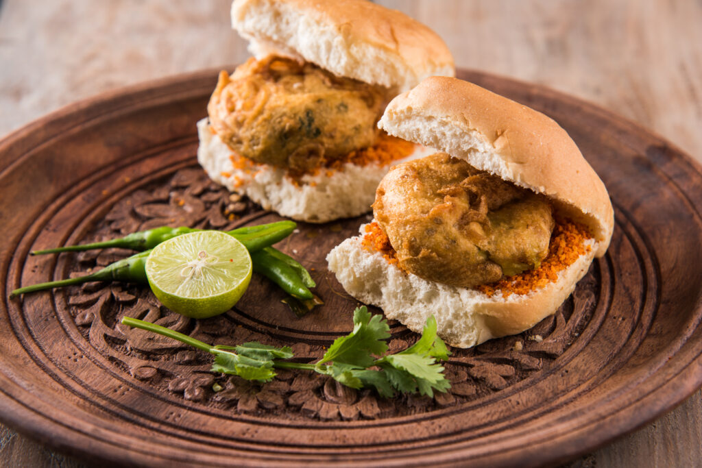 Delicious vada pav, a delicacy in Mumbai, India